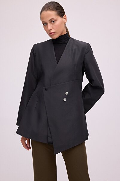 Touché Privé Button-Detail Asymmetric Jacket