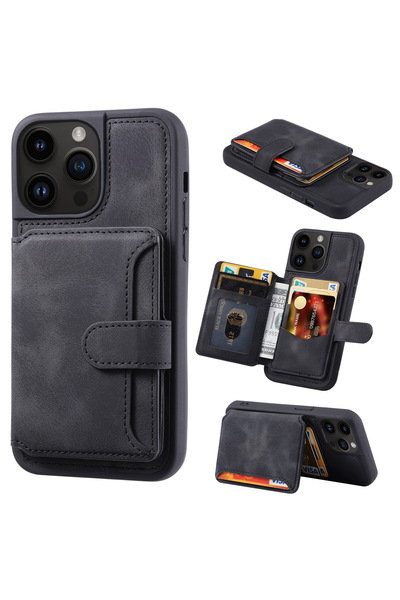 HYPERSOFT iPhone 18 Pro (6.3 Inch) Compatible Leather Case with Magnetic Wallet and Card Holder Stand