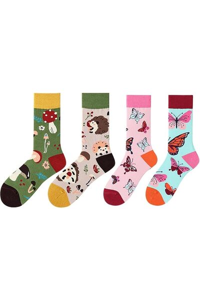 TERRIFI 2 Pairs Funny Mismatched Socks for Women, Cute Odd Socks with Origina...