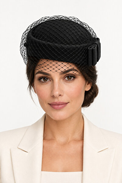 CosmoOutlet Women's Bowknot Mesh Detailed Pillbox Hat – Wedding and Event Hat