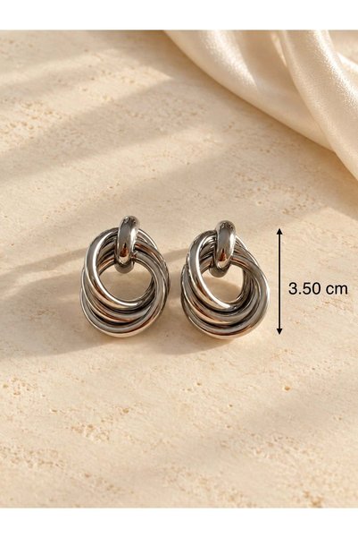 ACAR TAKI Silver Color Spiral Hoop Earrings Acr9712