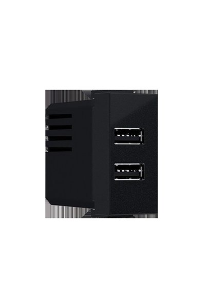 Aca Light Πρίζα USB MODYS 2XUSB ΜΑΤ ΜΑΥΡΗ 5VDC 2X1.2A IP20 / 10101412355