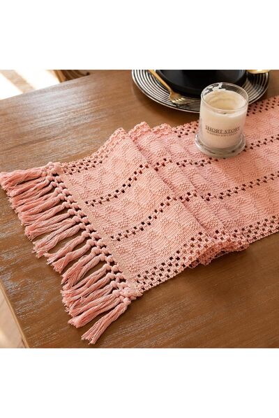 Generic Boho Table Runner with Tassels Home Decor, Farmhouse Rustic Cotton an...