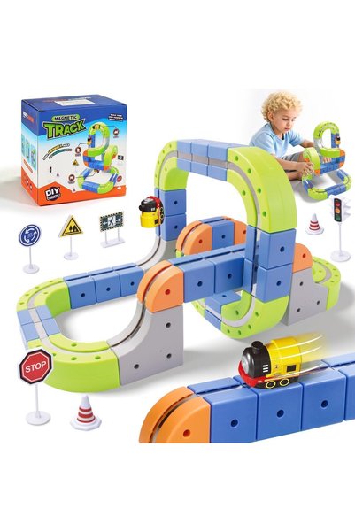 Generic 3D Magnetic Track Car Toys, Flexible Race Car Track Sets for Toddlers...