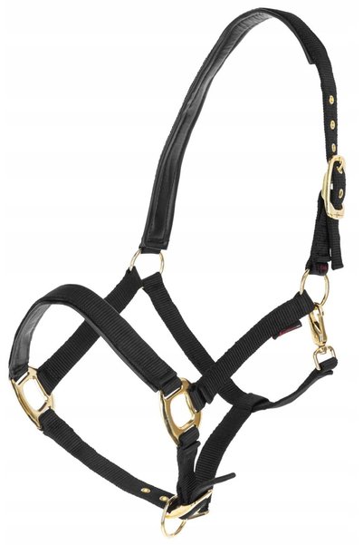 Covalliero Șa de cal TopLine căptușită cu accesorii aurii neagră FULL