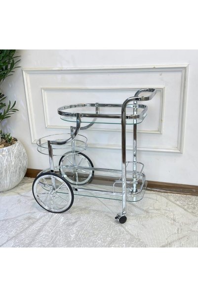 Generic Diyafa Serving Trolley 2 Tier 77x73x35 cm - Steel - Silver