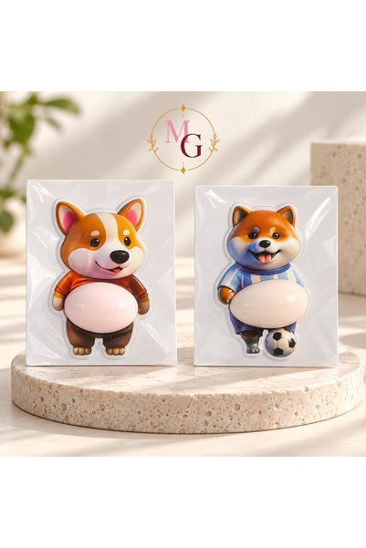 MAISON GLOWEN Sevimli Futbolcu Köpek Figürlü 3D Kabarık Yapışkan Sticker – Defter, Telefon ve Kırtasiye Süsü