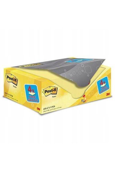 Post-it Carduri 76x127mm (655CY-VP20) galbene (20x100)