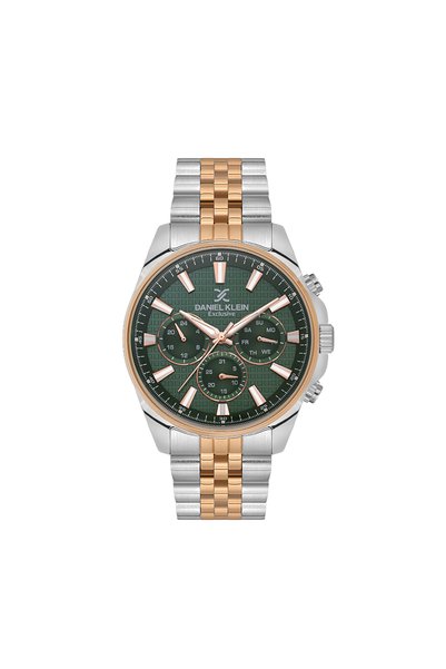 Daniel Klein Exclusive Silver and Rose Gold Stainless Steel Watch for Men DK....