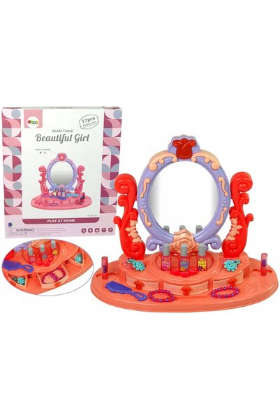 LeanToys ND24_10831 Măsuță de machiaj cu oglindă iluminată