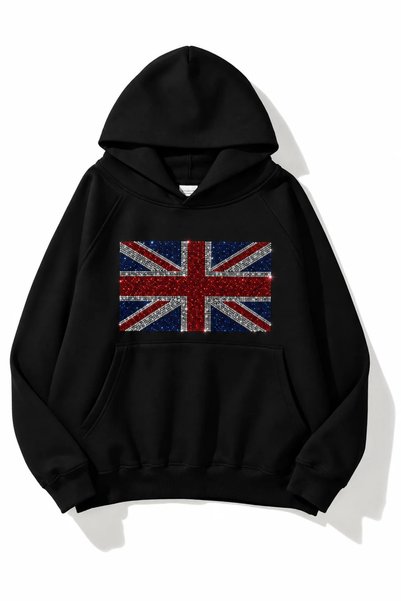 Ophella Leopard Taş Baskılı Oversize Sweatshirt Hoodie