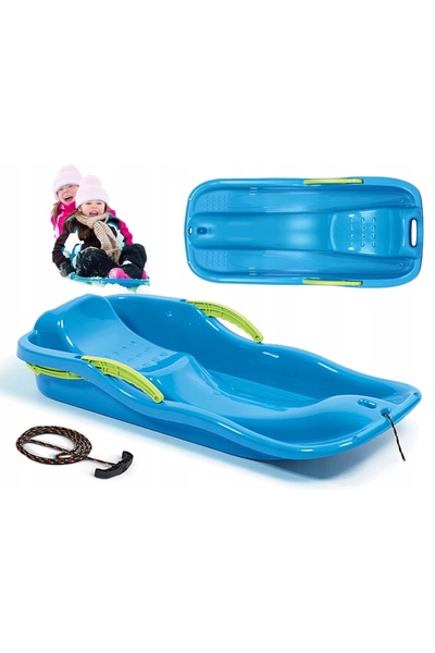 Martom SANKI Tobogane cu frână, din plastic albastru, cu mâner și șnur, pentr...