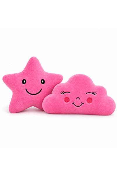 esdishopping Pink Cloud and Star Figured Plush Decorative Pillow Set of 2 Chi...