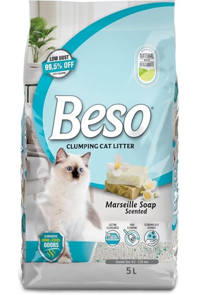 Beso Beach بيسو فرشاة قطط متكتلة برائحة صابون مرسيليا 5 لتر، تحكم ممتاز في ال...