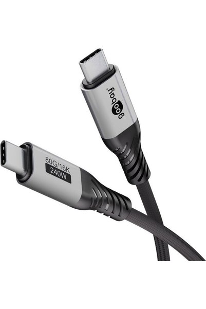goobay Καλώδιο USB-C, Έκδοση USB4 2.0, 1 μ., μαύρο; Γκρι 1 μ. - (74775)