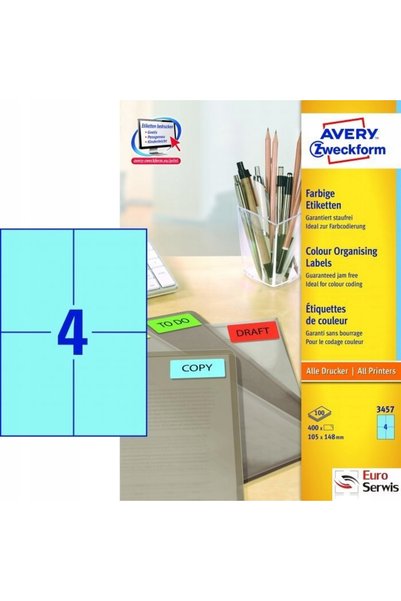 Avery Zweckform ETICHETE HARTIE 105x148 ALBASTRU 100 FISE 400 ETICHETE