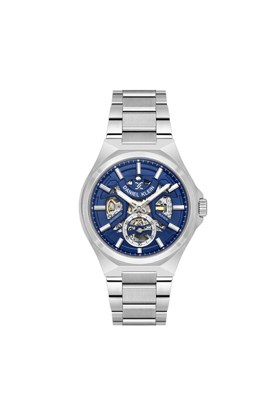 Daniel Klein Skeleton Silver Stainless Steel Automatic Watch for Men DK.1.142...