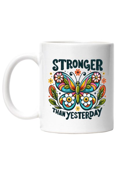 INOVATIX Cana alba personalizata,Stronger than yesterday,stilul hippie,cultur...
