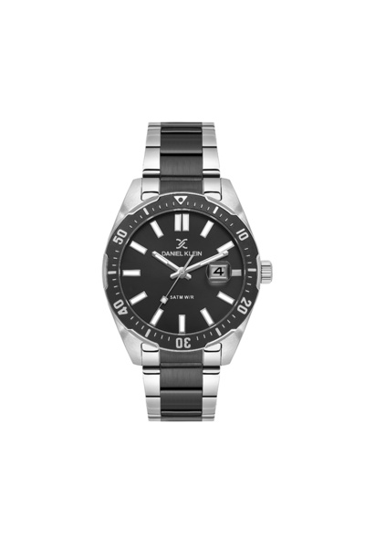 Daniel Klein Premium Silver and Black Stainless Steel Watch for Men DK.1.14195-4