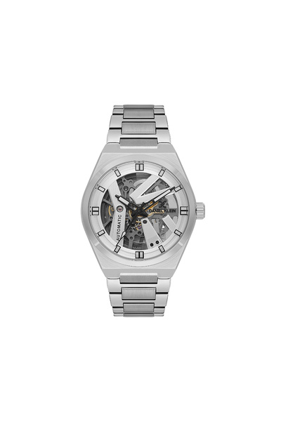 Daniel Klein Skeleton Silver Stainless Steel Automatic Watch for Men DK.1.142...