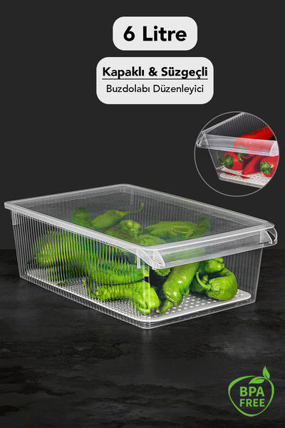 Meleni Home Organizator pentru frigider de 6 litri cu capac - Organizator tra...