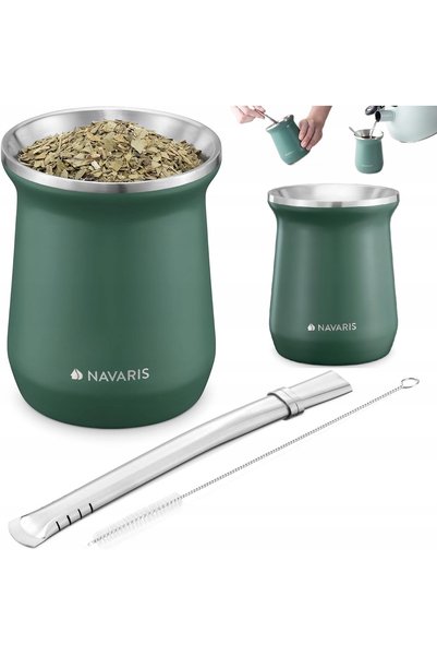 NO BRAND CANĂ PENTRU YERBA MATE 300 ml CEAI OȚEL INOXIDABIL PAIE PERIE