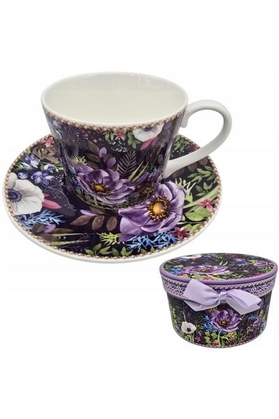 NO BRAND Set cadou cană cu farfurioară în cutie decorativă