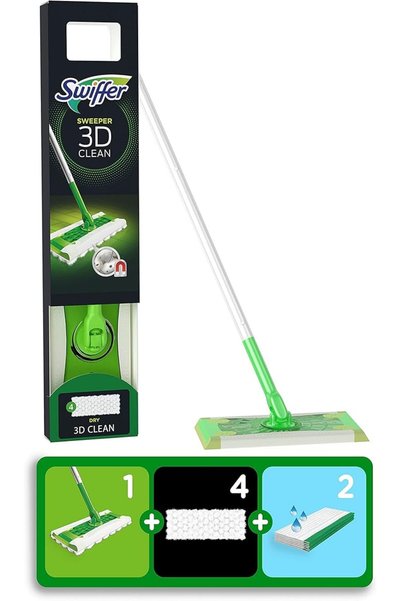 Swiffer 2x Mop 3D CLEAN - Set Mop + 4 rezerve uscate + 2 rezerve umede
