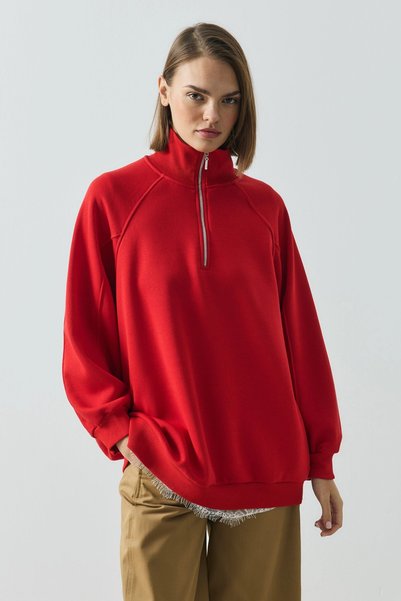 QANU Alba Half Zipper Sweatshirt Red