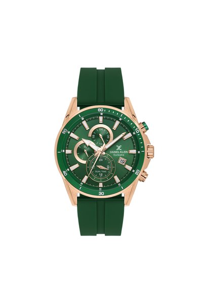 Daniel Klein Exclusive Dark Green Silicone Watch for Men DK.1.14246-6