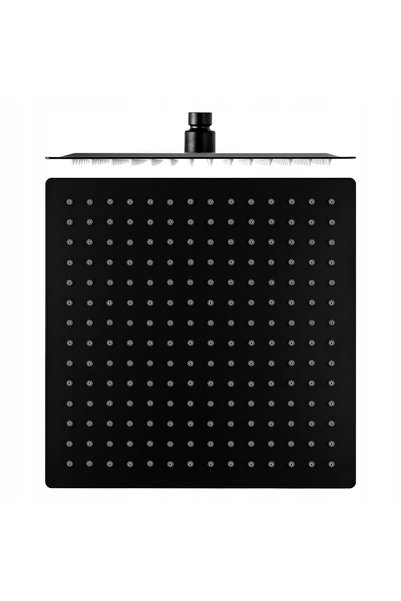 INEA Cap de duș tip ploaie, negru, 25 cm, pătrat, subțire, metalic, pentru ca...
