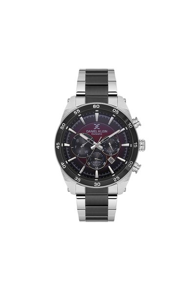 Daniel Klein Exclusive Silver and Black Stainless Steel Watch for Men DK.1.14...