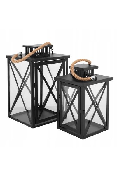 ALTOM DESIGN Lanterne decorative de grădină negre 20,5/33cm 2 buc.