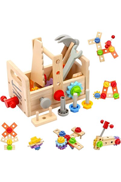 Generic Wooden Kids Tool Set Boys Girls Toys, 29 Pcs STEM Montessori Wooden T...