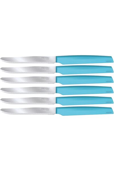 Generic 04GD274 Stainless Steel Kitchen Knives 6-Pieces Set, Silver/Mint