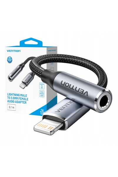 Vention Adaptor Lightning la Jack de 3.5mm 0.1m Negru-Argintiu