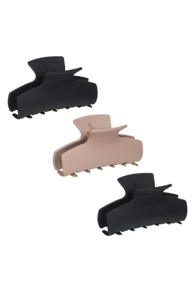 SHOPIENS Set 3 bucati clame de par pentru femei neagra nude mat 9 cm Shopiens®