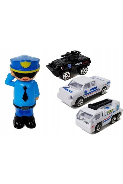 LeanToys SET 2 ÎN 1 GARAJ MAȘINĂ DE POLIȚIE CU SUNETE ȘI LUMINI