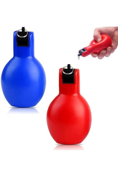 Generic مجموعة من صفائر يدوية (عبوة من قطعتين)، صفارة حمراء وصفارة زرقاء، للح...
