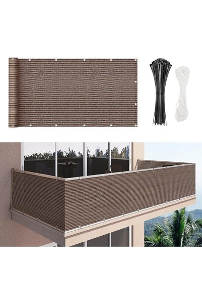 Generic Balcony Screen Privacy Fence Cover 2.5' x 10' Sand Fence Netting Mesh...