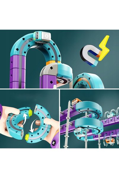 woopie Set de construcție magnetică șină de tren cu efect de atracție
