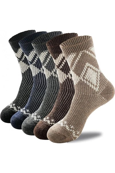 KASTWAVE Men's Thermal Socks, 5 Pairs Thick Cotton Thermal Socks Men's Winter...