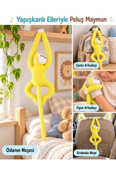 Bigohobi Cırt Cırtlı Yapışkan Ellere Sahip Peluş Maymun Oyuncak ve Araba Süsü