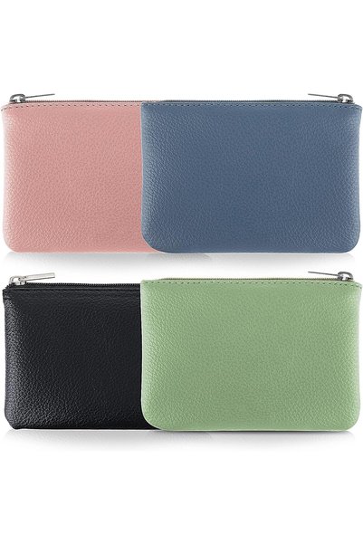 Generic Leather Zipper Coin Purse, 4pcs Set PU Lychee Pattern Change Wallet, ...