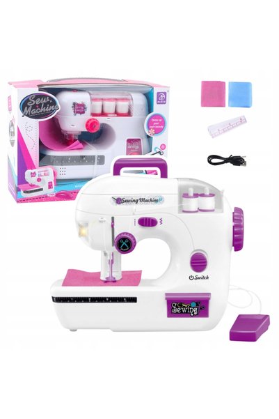 LeanToys Mașină de cusut pentru copii, fire, materiale, lumini, sunete