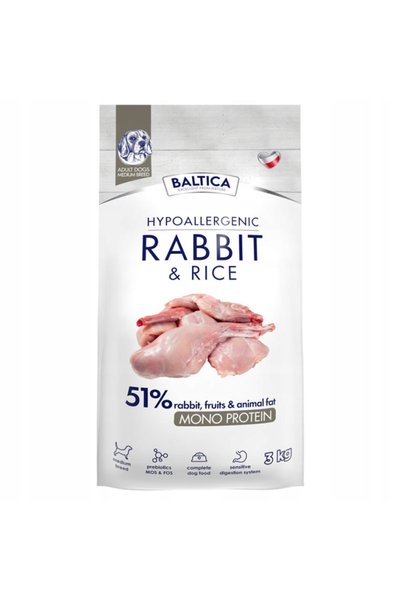 Baltica NUTRACEUTIC Hipoalergenic Iepure și Orez M 3kg