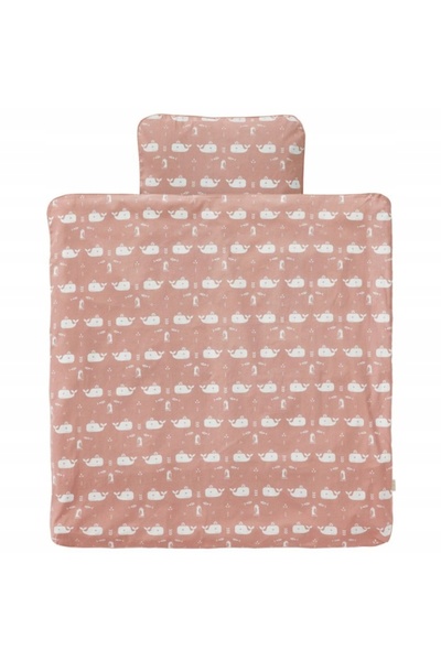 NO BRAND Set de lenjerie de pat roz cu balene 80x80 cm