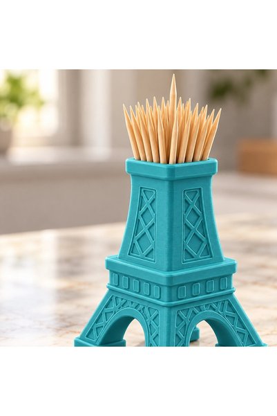 OEM 3D Printed Eiffel Tower Toothpick Holder - 4.69 × 4.42 × 6 cm - Turquoise