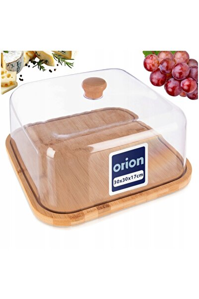 Orion Platou de servire din bambus cu capac, pătrat, 30x30x17cm