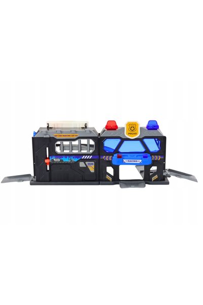 LeanToys Garaj retractabil pe roți în valiză, cu lumini și sunete de poliție